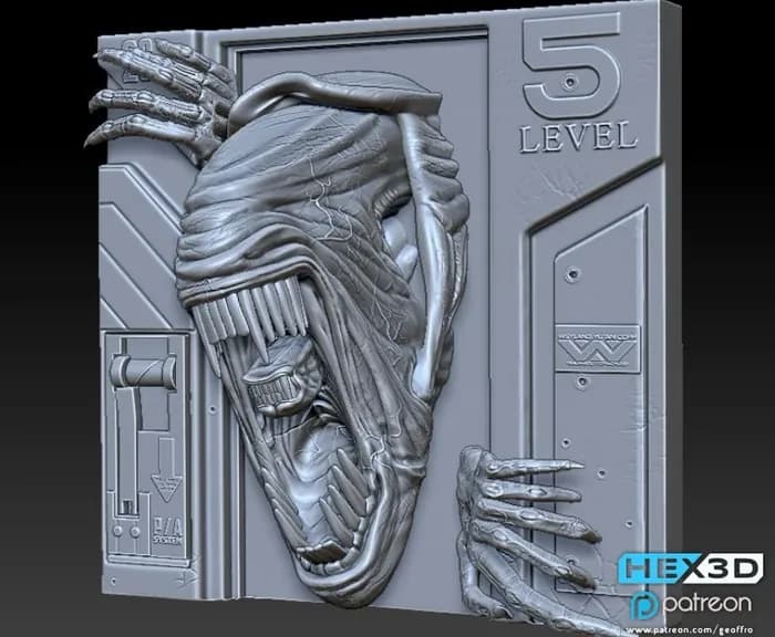 STL - alien queen 5 level hex3d render 3