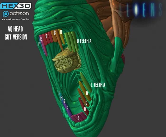 STL - Alien Queen Colgante de Pared render 4
