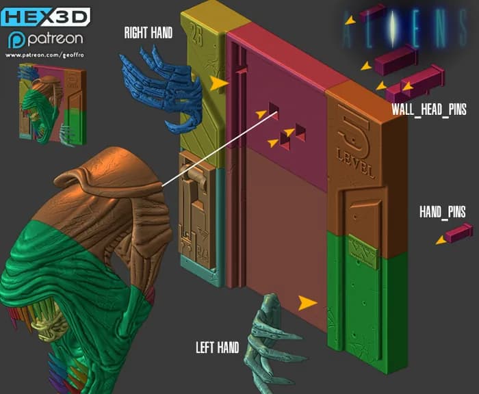 STL - Alien Queen Colgante de Pared render 5