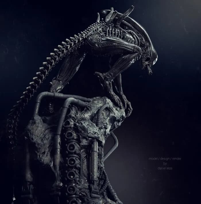 STL - alien statue fanart render 2