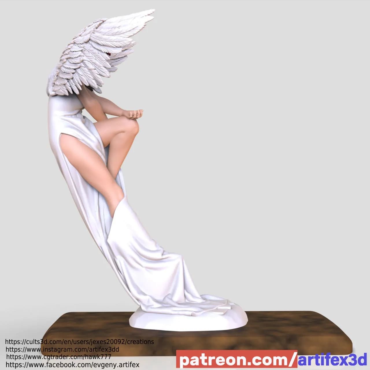 STL - Ángel con túnica blanca render 4