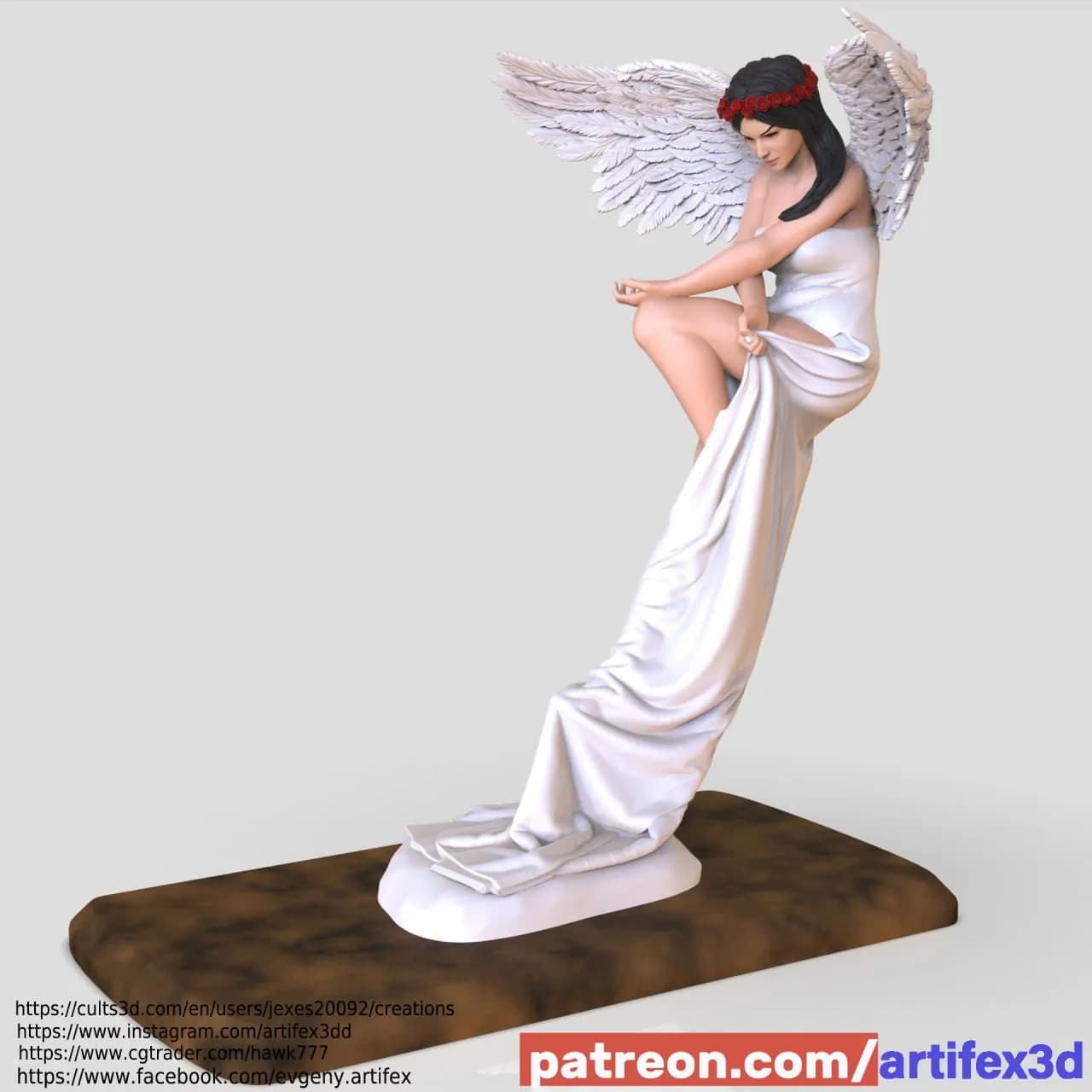 STL - Ángel con túnica blanca render 5