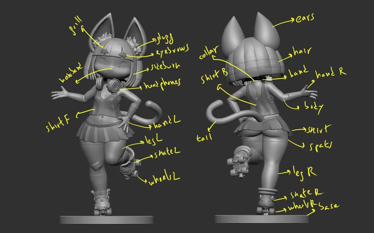 STL - Ankha estilo patinadora render 5
