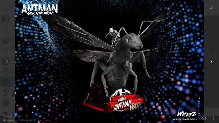 STL - Ant Man y La Avispa sobre hormiga render 2