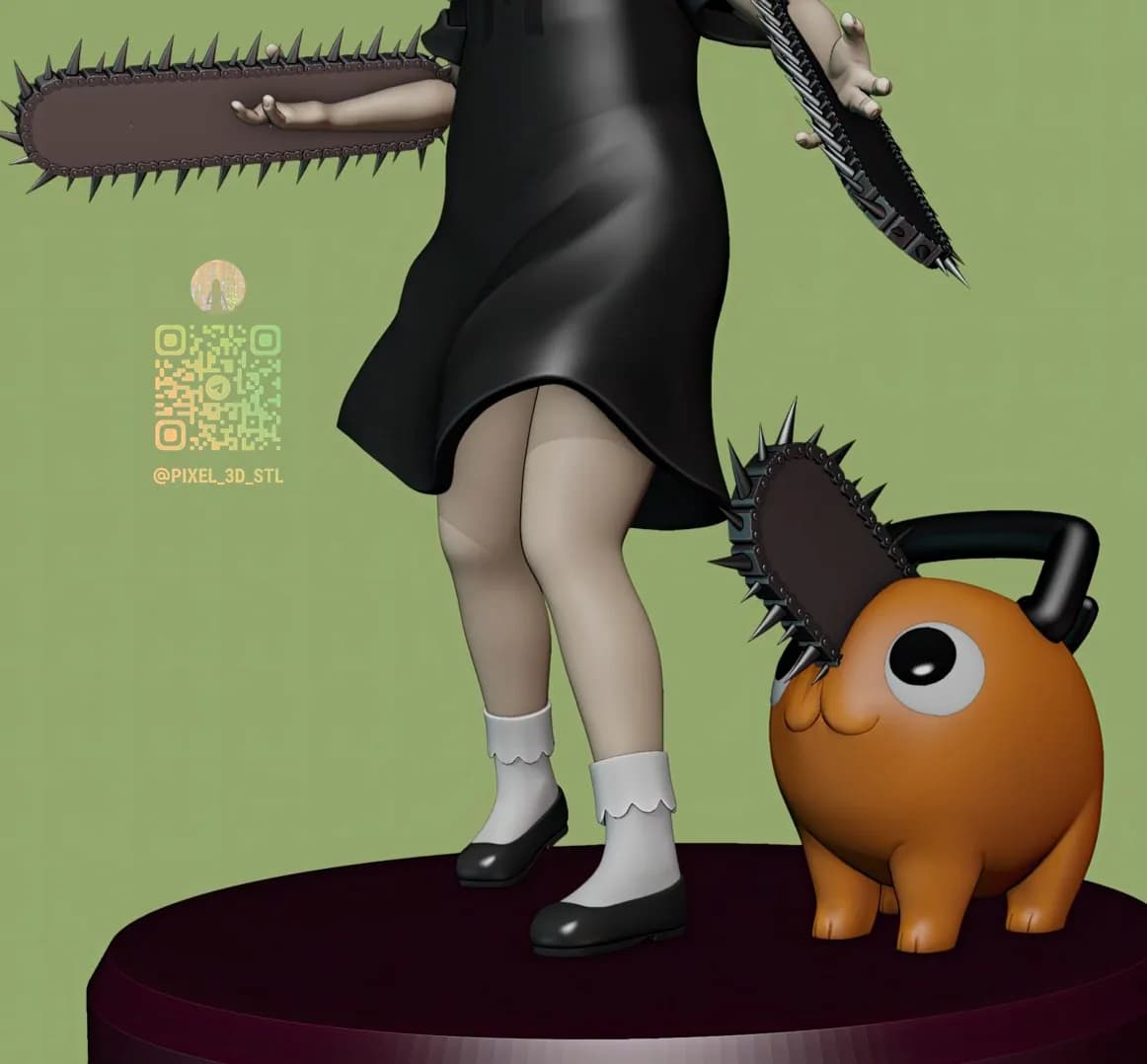 STL - Anya Forger con motosierra render 4