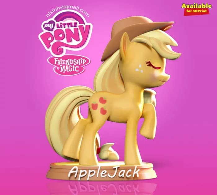 STL - applejack little pony fan art render 2