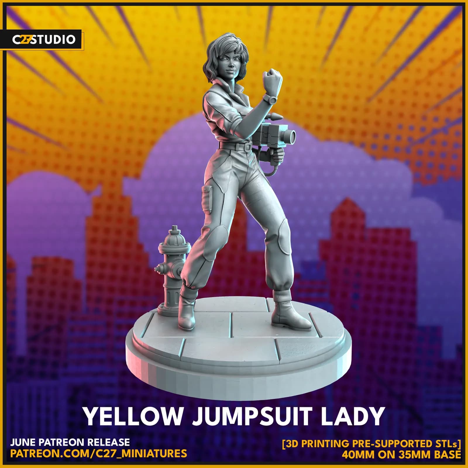 STL - April O'Neil en mono amarillo render 2