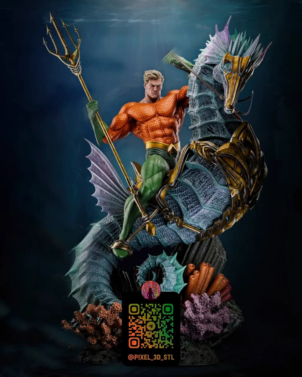 STL - Aquaman montado en hipocampo