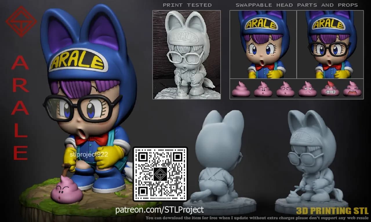 STL - Arale Norimaki figura chibi