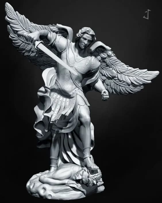 STL - Arcángel San Miguel con bases