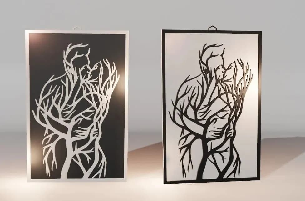 STL - Arte de pared de pareja abrazada