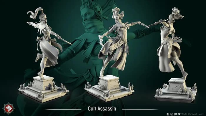 STL - Asesina de culto con dagas render 2