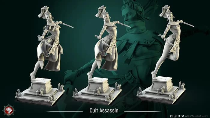 STL - Asesina de culto con dagas render 3
