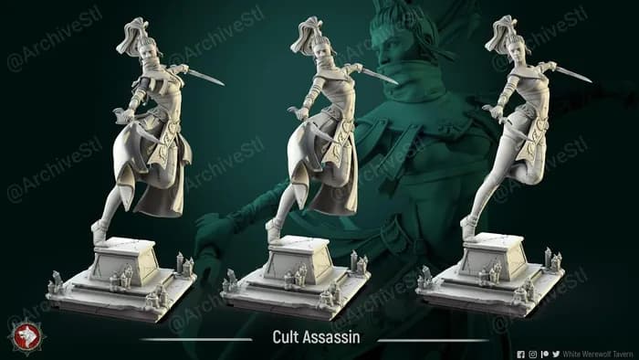 STL - Asesina de culto con dagas render 5