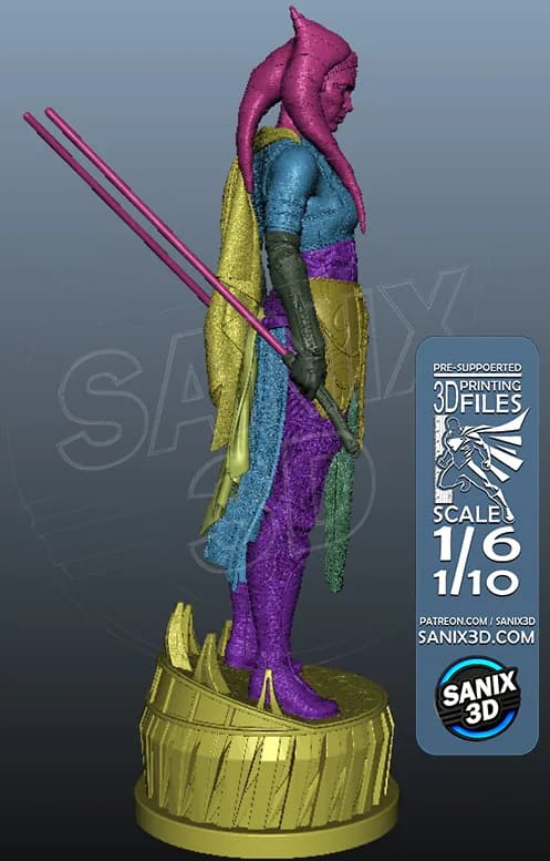 STL - Ashoka Tano figura de batalla render 3