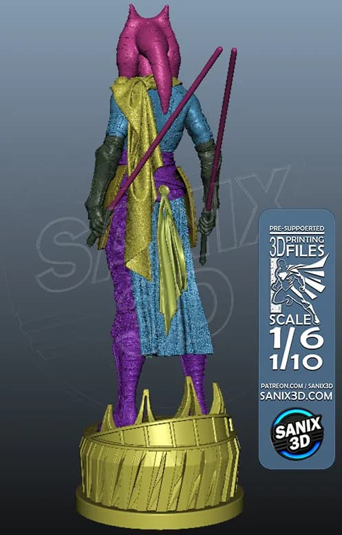 STL - Ashoka Tano figura de batalla render 4