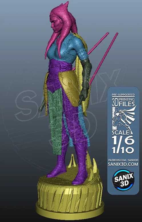 STL - Ashoka Tano figura de batalla render 5