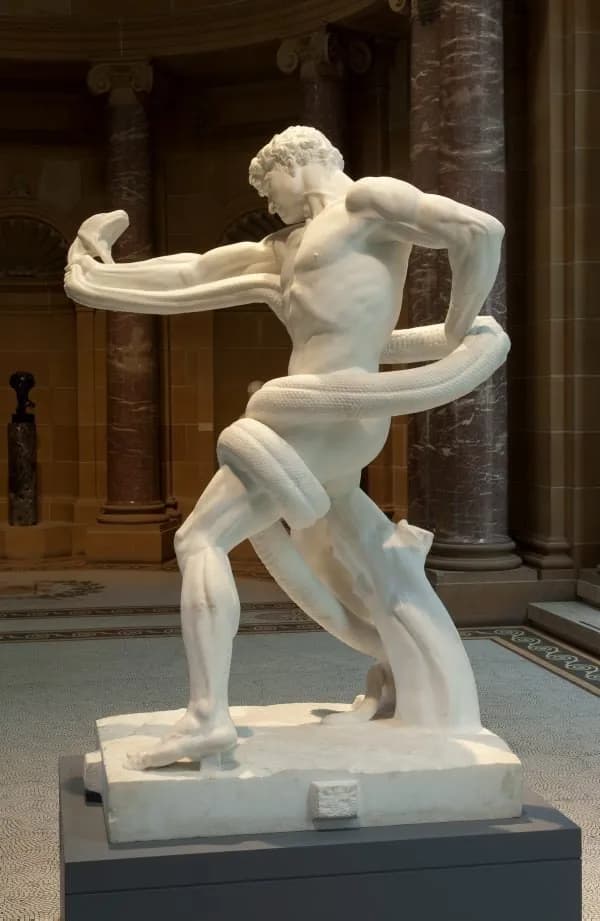 STL - Atleta luchando contra serpiente render 2