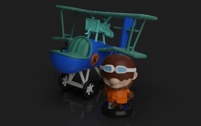 STL - Avion y piloto estilo cartoon