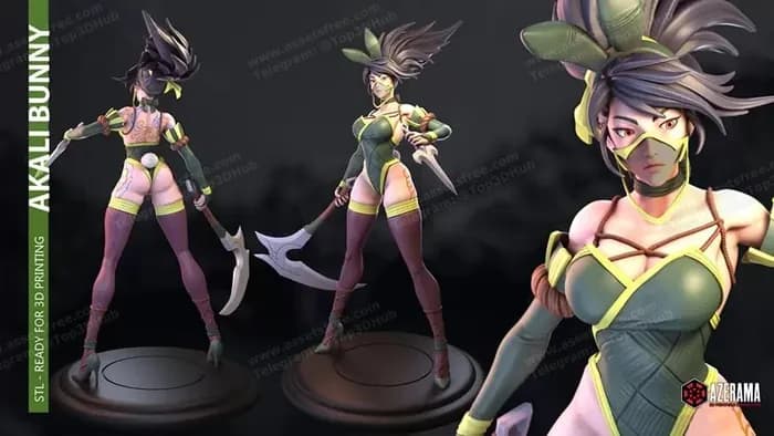 STL - azerama akali bunny + nsfw