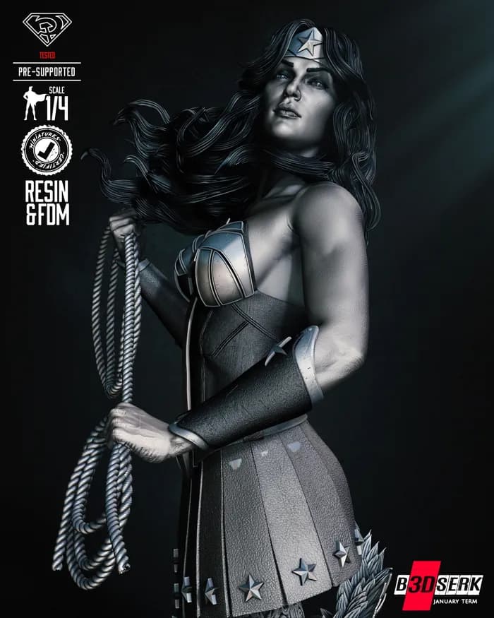 STL - b3dserk wonder woman bust render 2