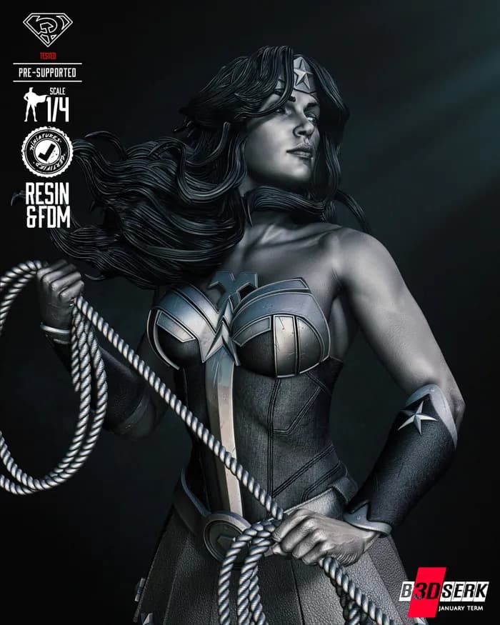 STL - b3dserk wonder woman bust render 3