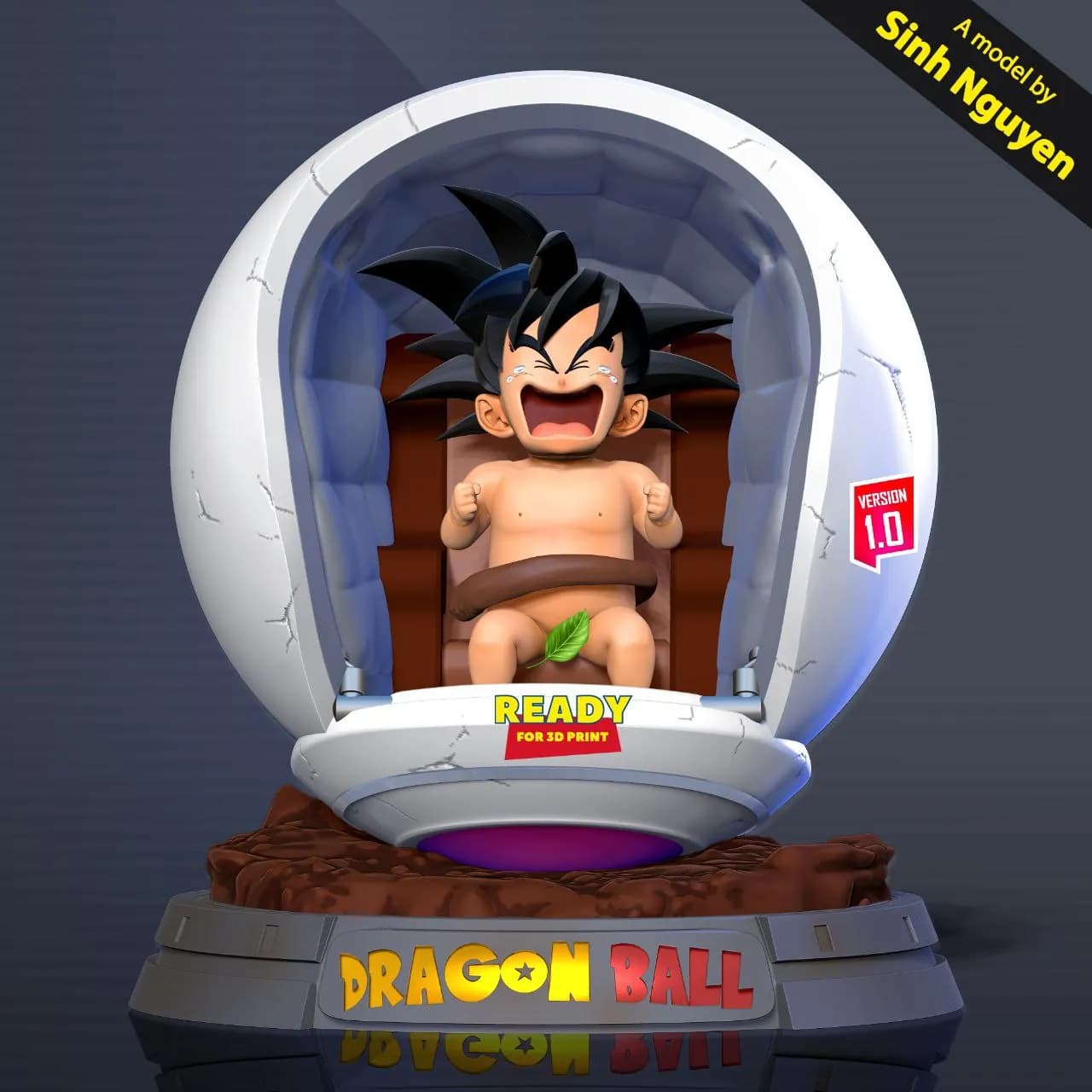 STL - Baby Goku llorando en cápsula