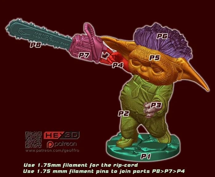 STL - Baby Leatherface Hex3D render 2