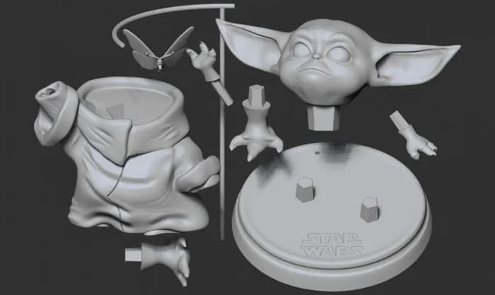 STL - baby yoda star wars render 3
