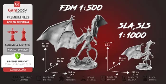 STL - bahamut final fantasy fdm x render 2