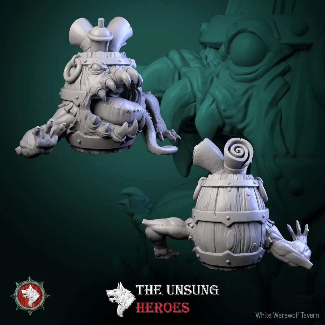 STL - Barril Mimic Demoniaco render 4