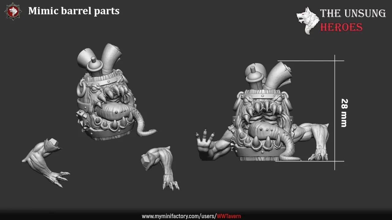 STL - Barril Mimic Demoniaco render 5