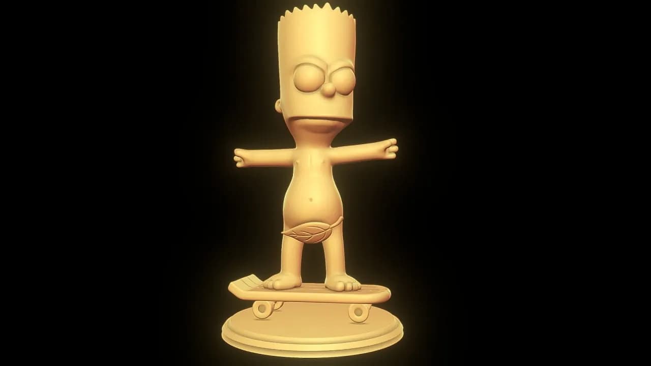 STL - Bart Simpson en patineta desnudo