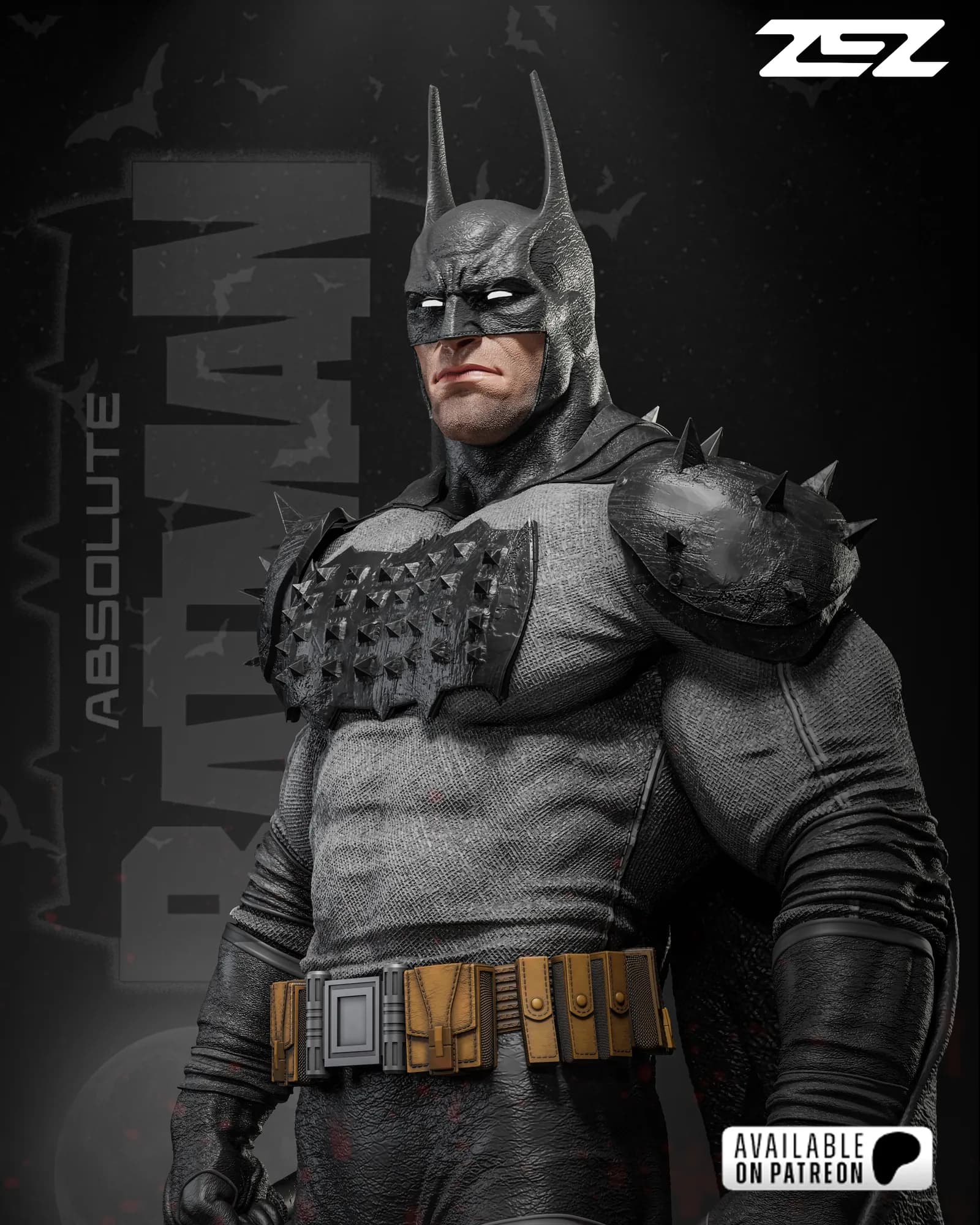 STL - Batman Absoluto Busto render 4