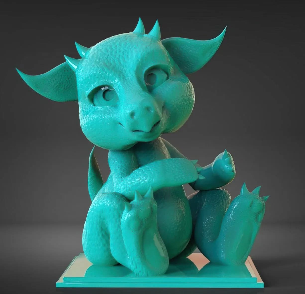 STL - Bebé Dragón Sentado render 4