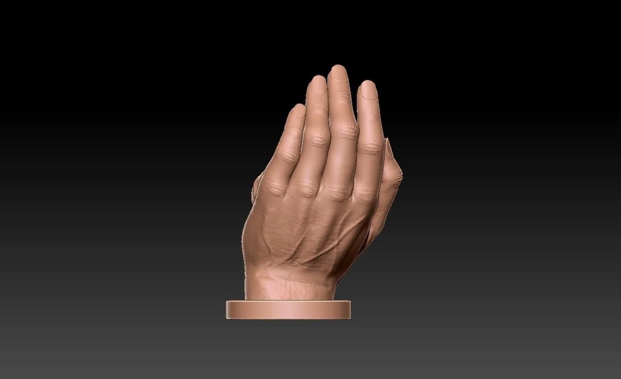 STL - Bebé durmiendo en mano render 2