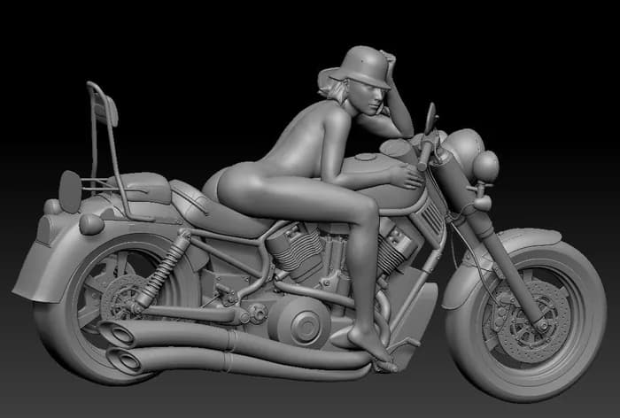 STL - biker girl with base fixed stl