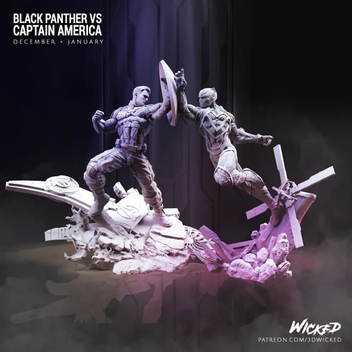 STL - Black Panther vs Captain America render 3