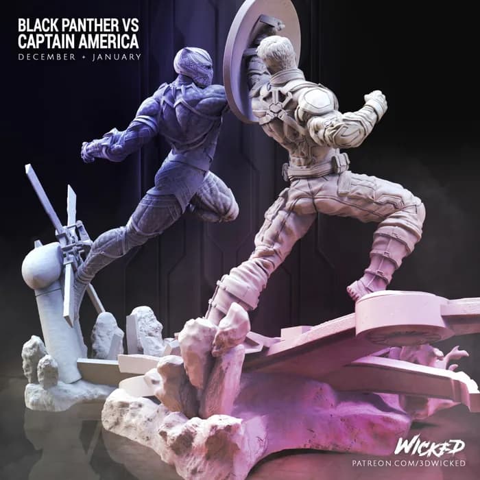 STL - Black Panther vs Captain America render 4