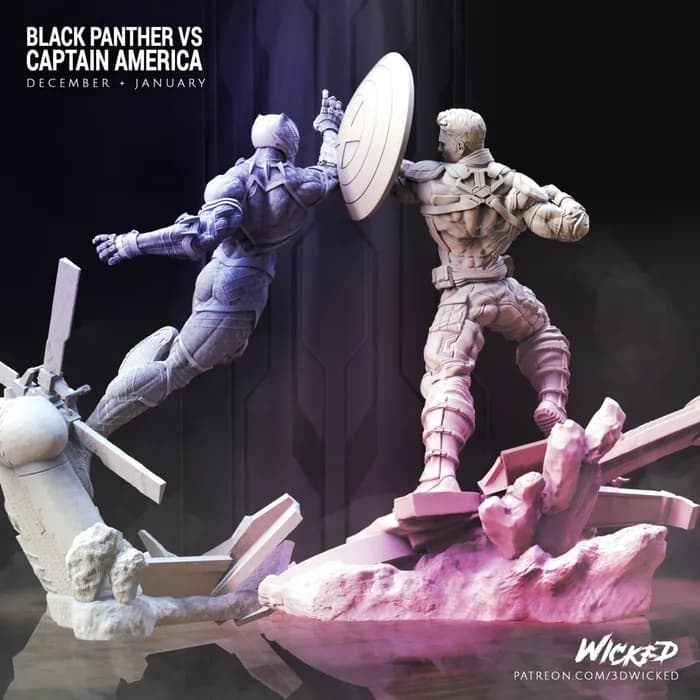 STL - Black Panther vs Captain America render 5