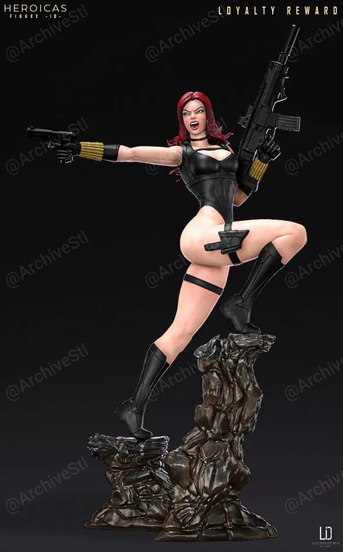 STL - Black Widow figura de acción render 2