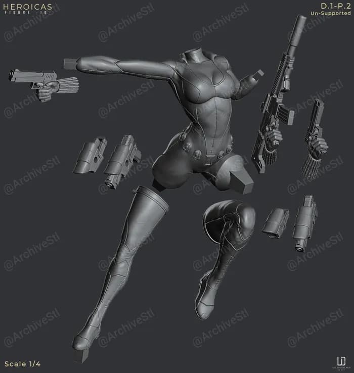 STL - Black Widow figura de acción render 3