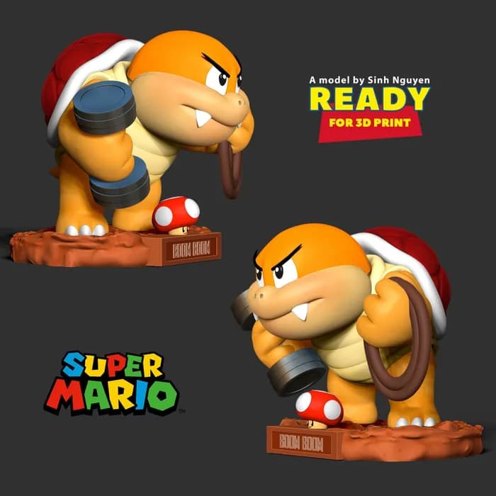 STL - boom boom super mario fanart render 4