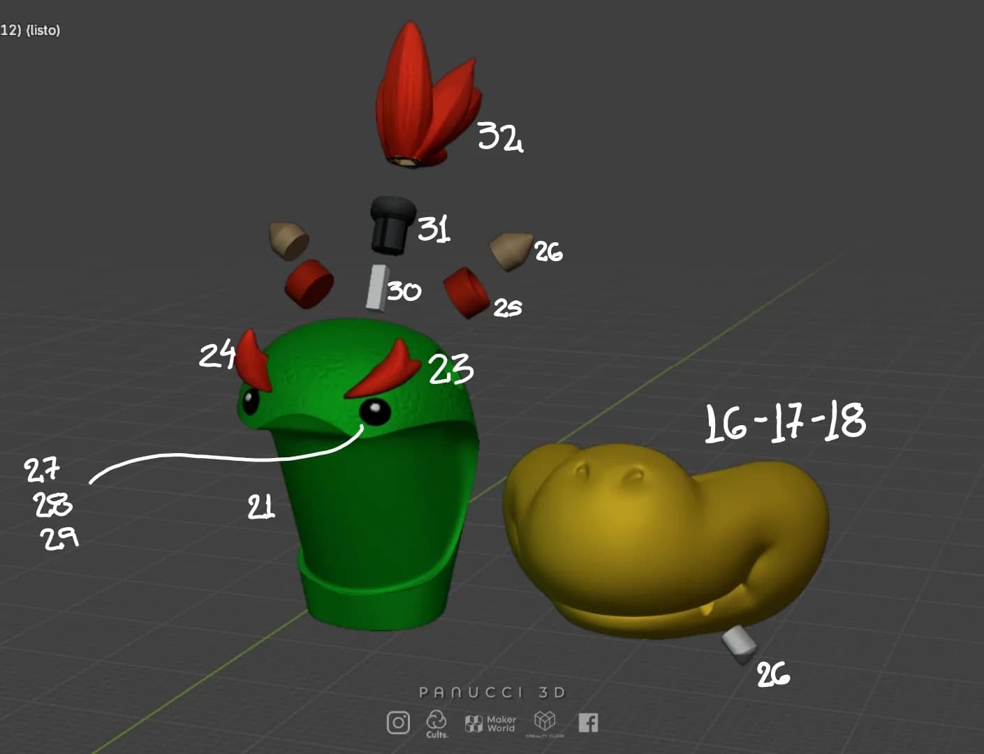 STL - Bowser Jr. Palomero render 3