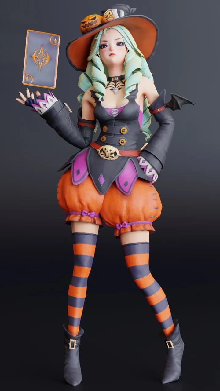 STL - Halloween Witch with Card