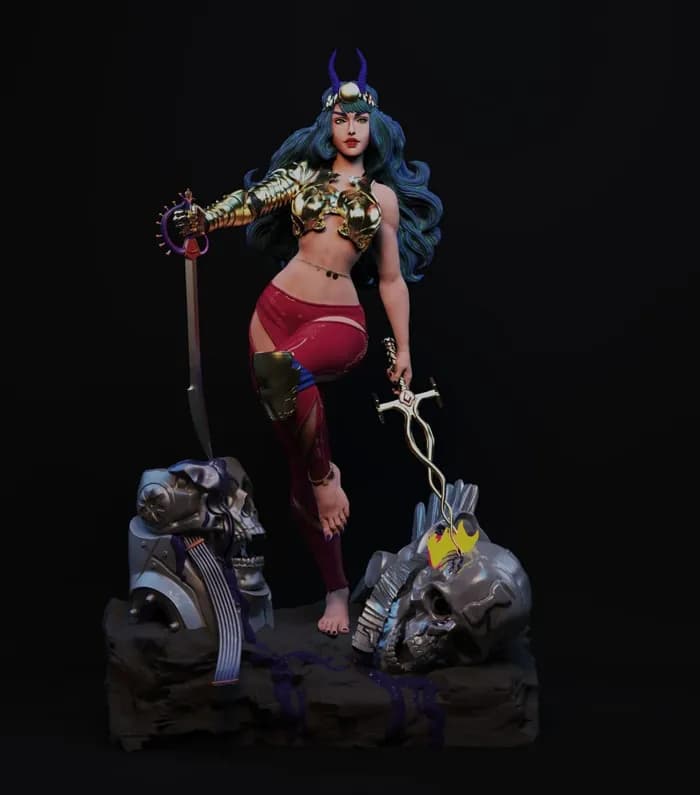 STL - Bruja Guerrera con Cuernos