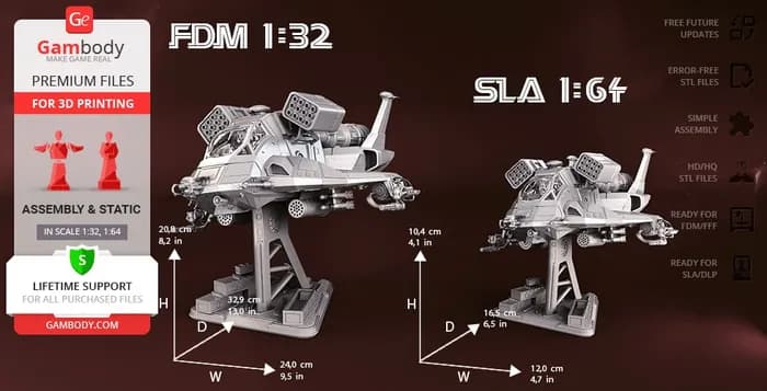 STL - bsg raptor (fdm sla) gambody render 3
