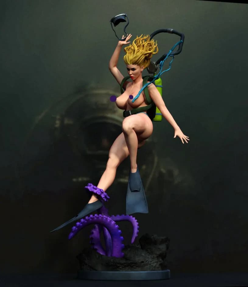 STL - Buceadora pin up con pulpo