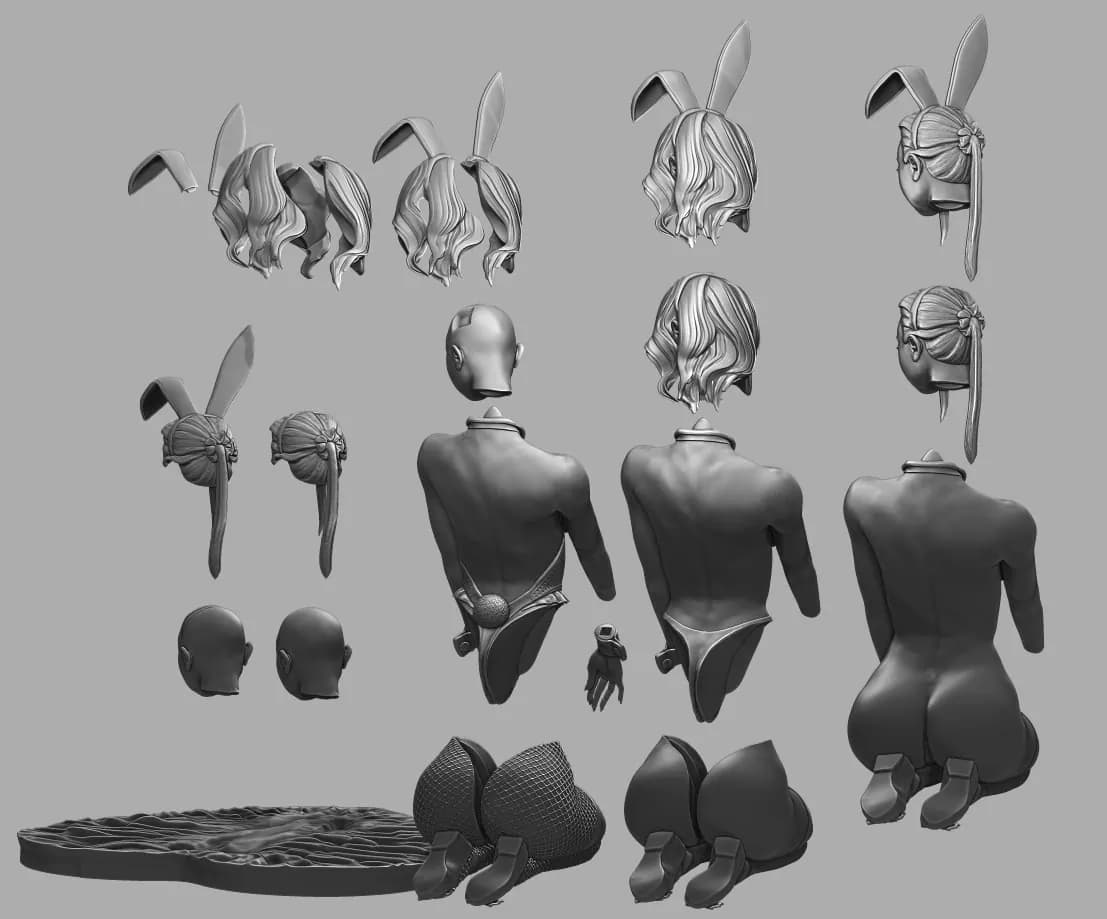 STL - Bunny Girl Set render 2