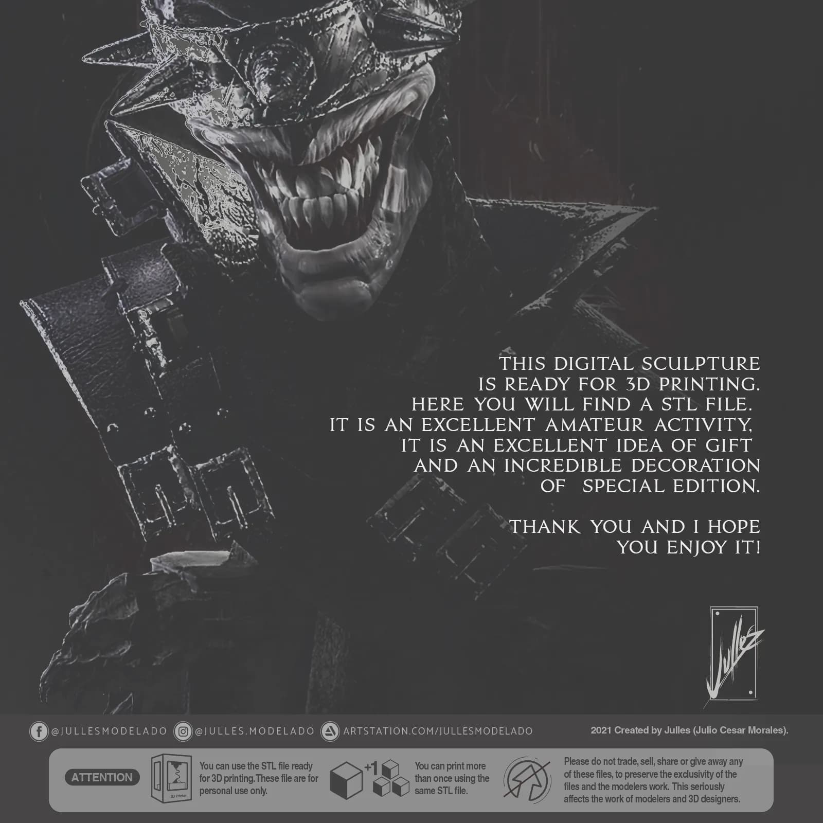 STL - Busto de Batman Who Laughs render 2
